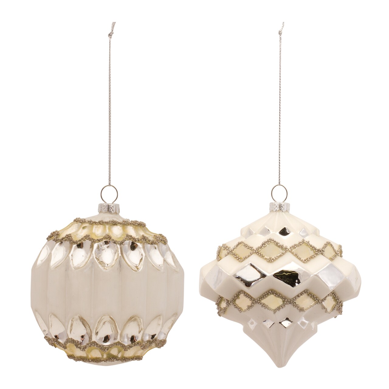Melrose 6ct White and Gold Glass Christmas Ball and Onion Ornaments 4.5" (114mm)